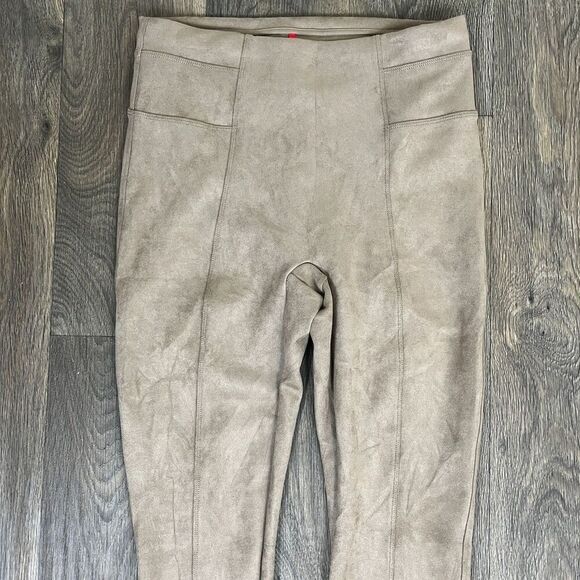 Spanx Women's Size L Camel High Waist Faux Suede Pull On Leggings Stretchy - Picture 14 of 17